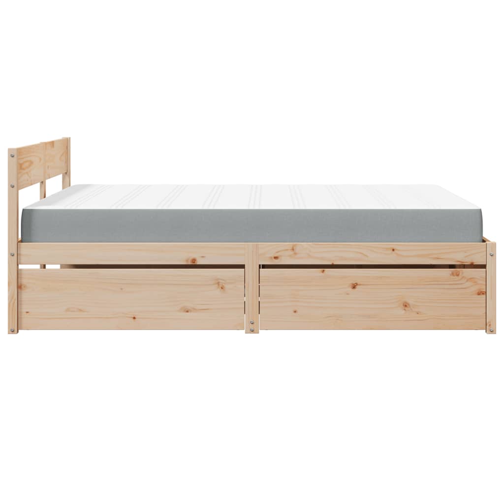 Lit avec tiroirs et matelas 140x200 cm bois massif de pin - XIOS