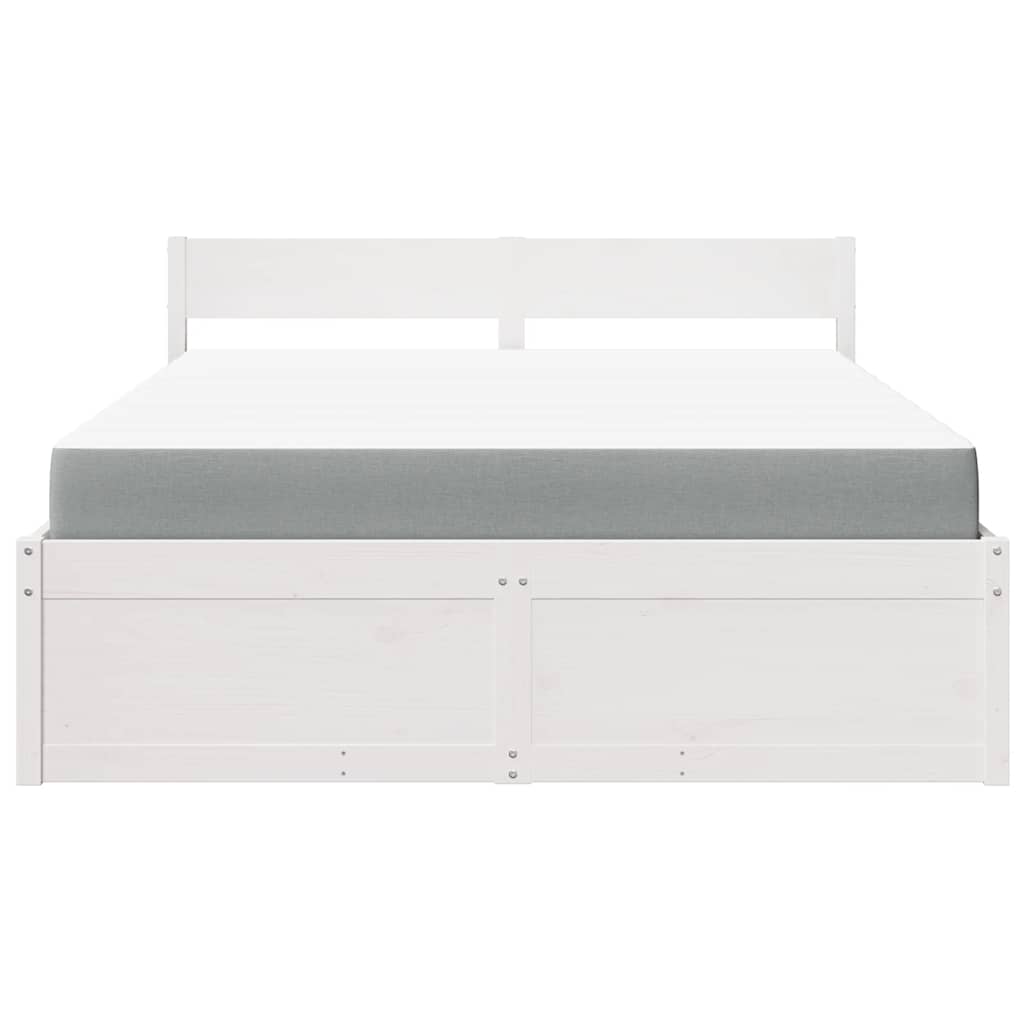 Lit avec tiroirs et matelas blanc 140x200 cm bois massif de pin - XIOS