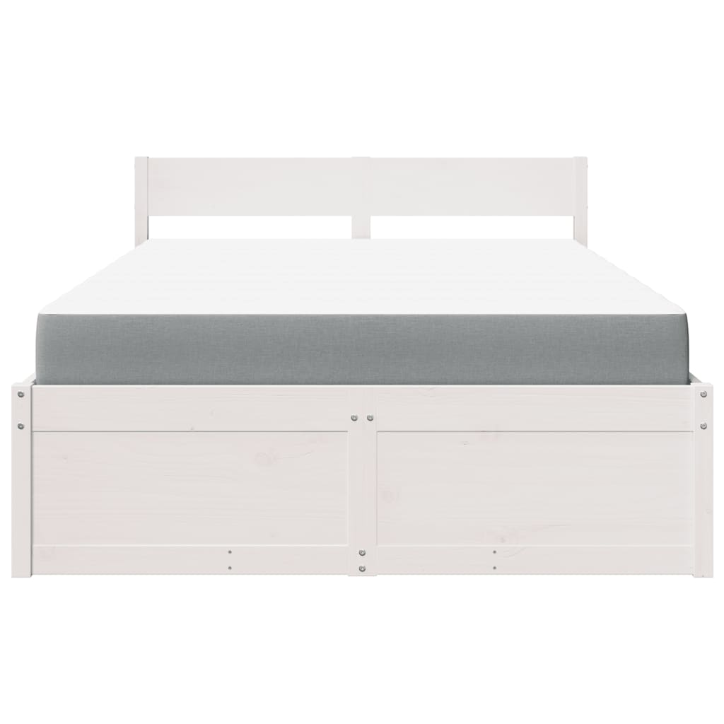 Lit avec tiroirs et matelas blanc 120x200 cm bois massif de pin - XIOS