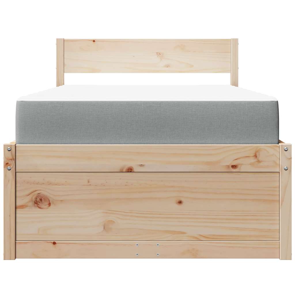Lit avec tiroirs et matelas 90x200 cm bois massif de pin - XIOS
