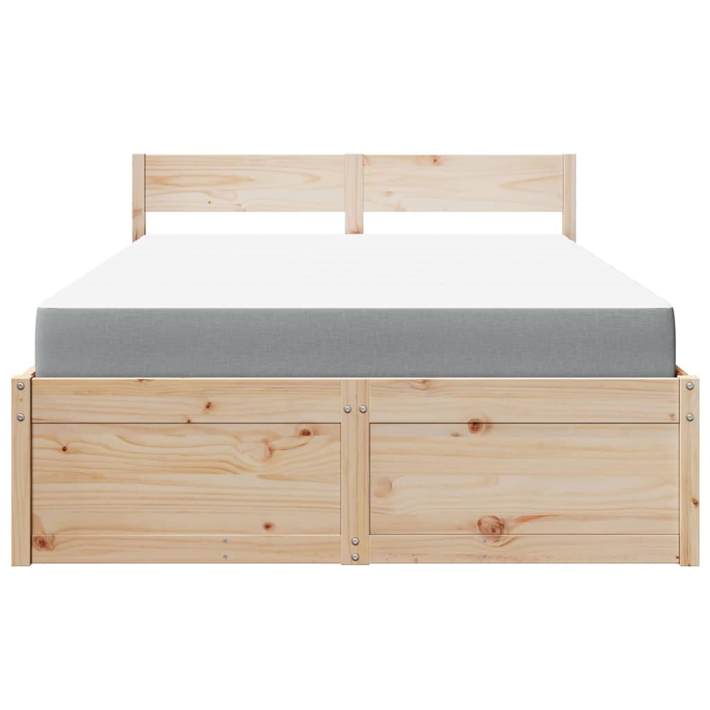 Lit avec tiroirs et matelas 140x190 cm bois massif de pin - XIOS