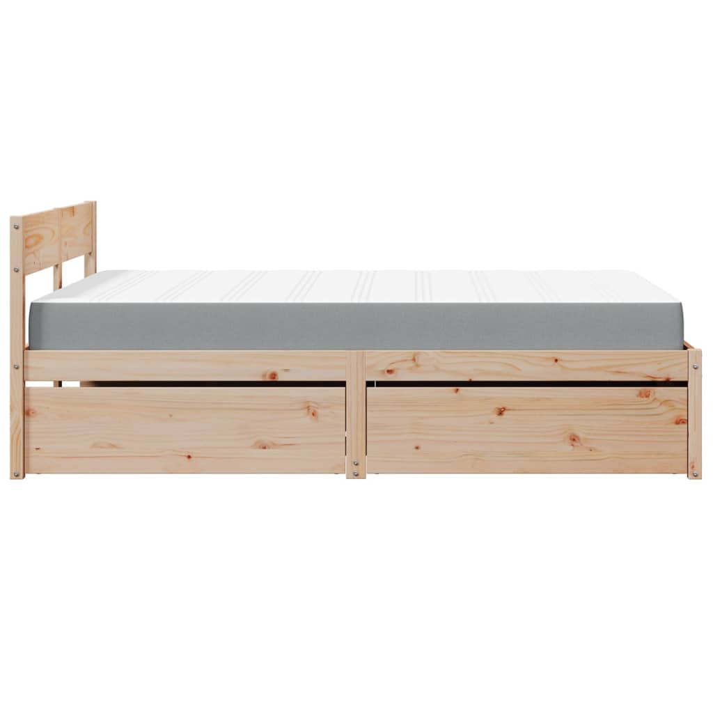Lit avec tiroirs et matelas 140x190 cm bois massif de pin - XIOS