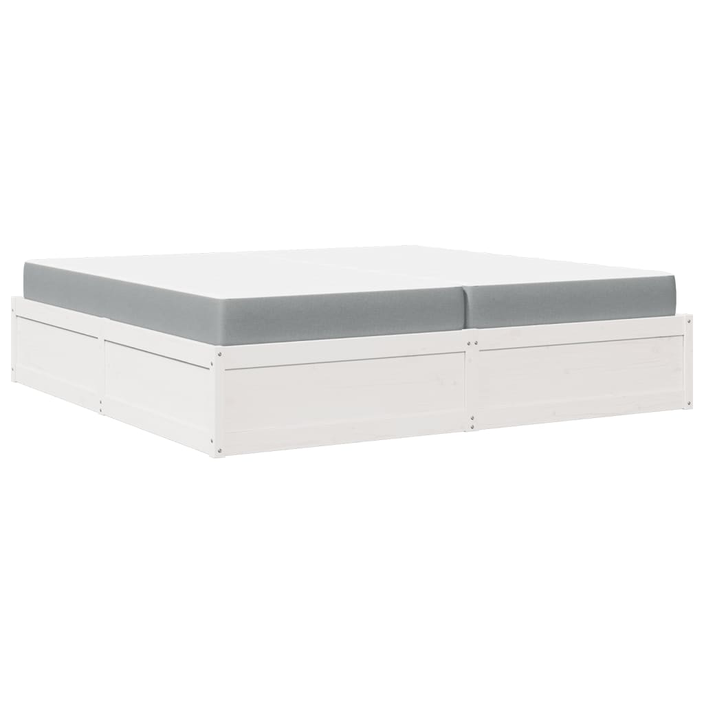 Lit avec matelas blanc 200x200 cm bois massif de pin - XIOS