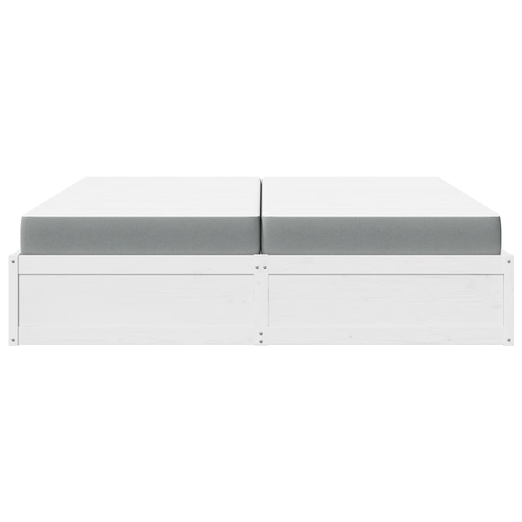 Lit avec matelas blanc 200x200 cm bois massif de pin - XIOS