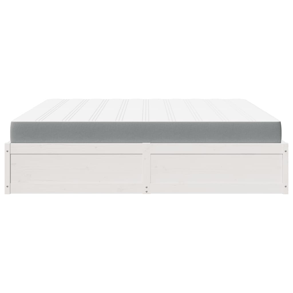 Lit avec matelas blanc 200x200 cm bois massif de pin - XIOS