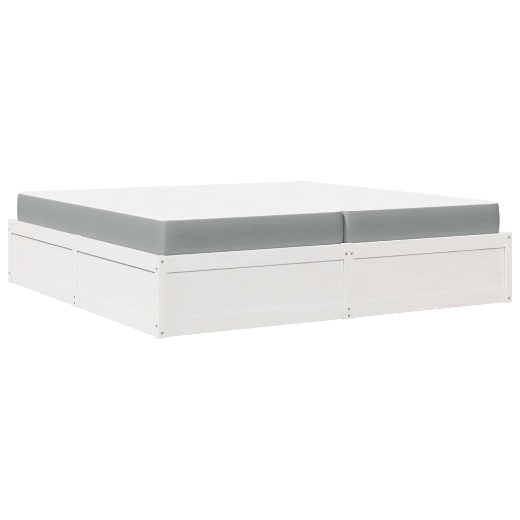 Lit avec matelas blanc 200x200 cm bois massif de pin - XIOS