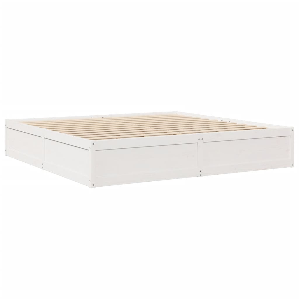 Lit avec matelas blanc 200x200 cm bois massif de pin - XIOS