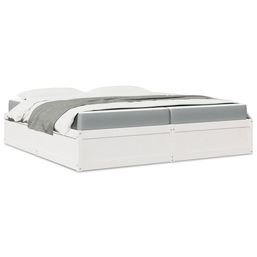 Lit avec matelas blanc 200x200 cm bois massif de pin - XIOS