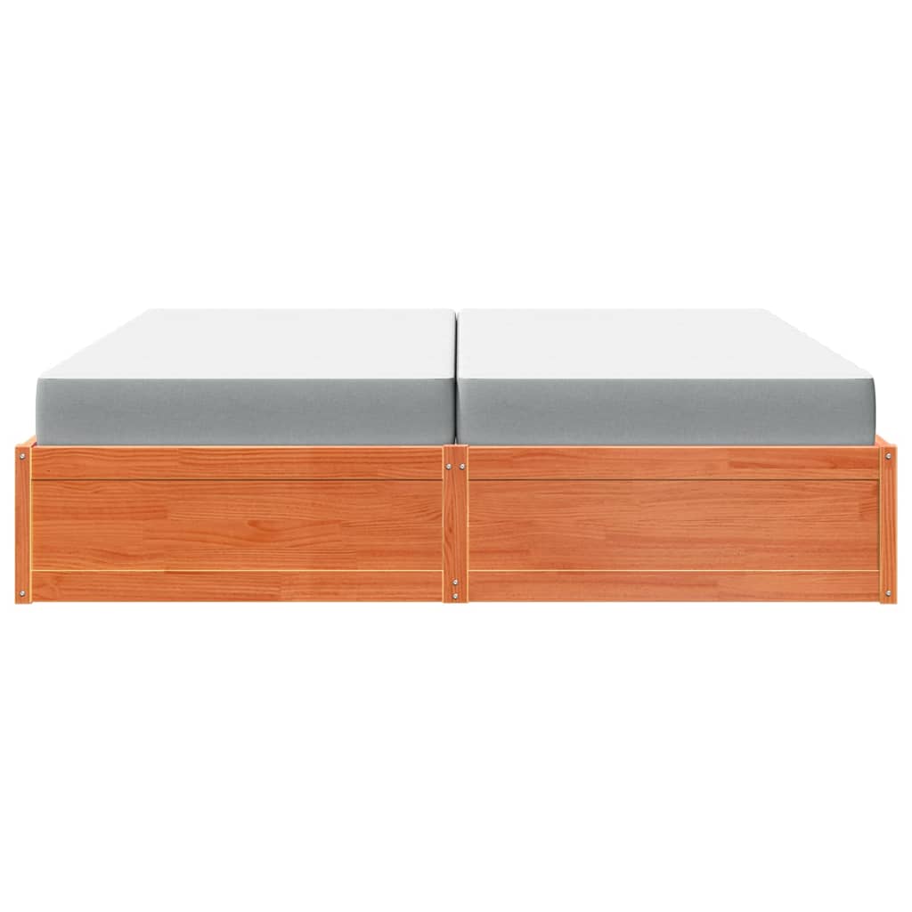 Lit avec matelas cire marron 200x200 cm bois massif de pin - XIOS