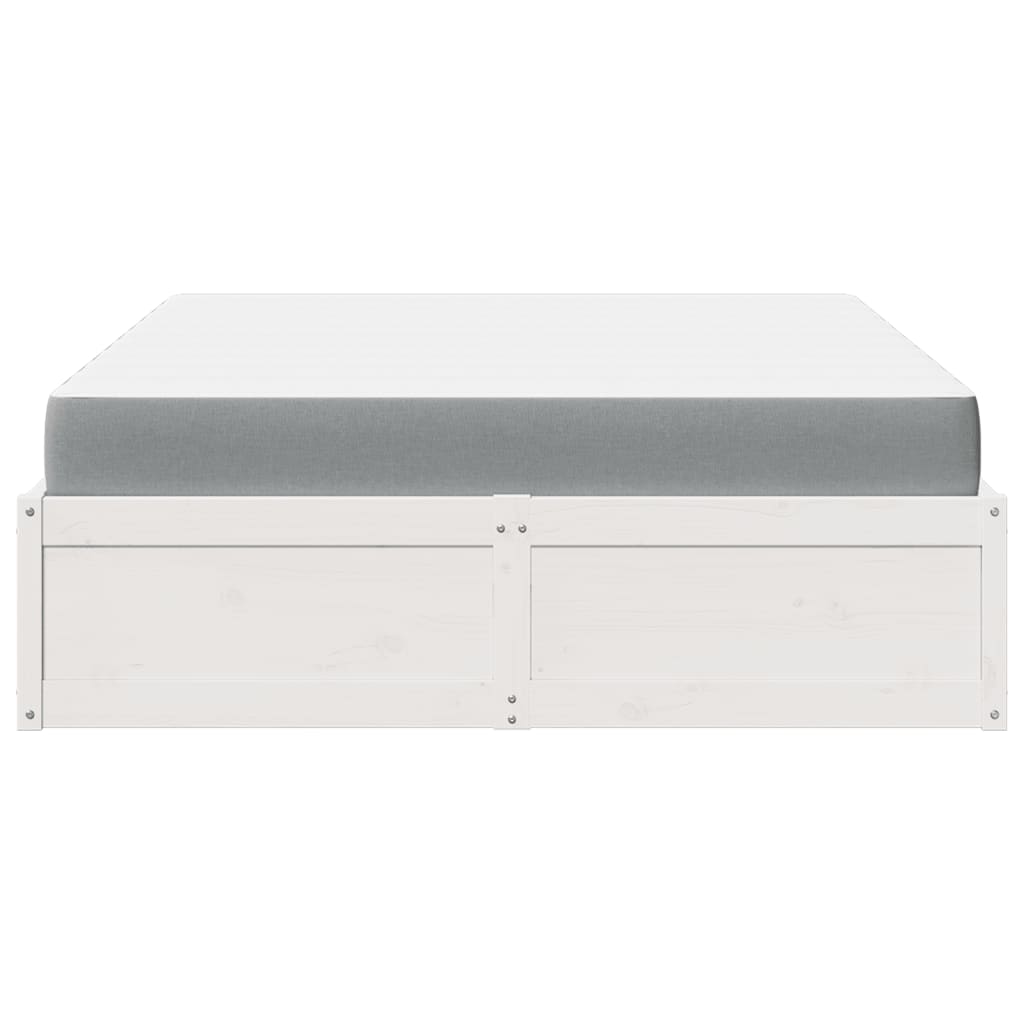 Lit avec matelas blanc 160x200 cm bois de pin massif - XIOS