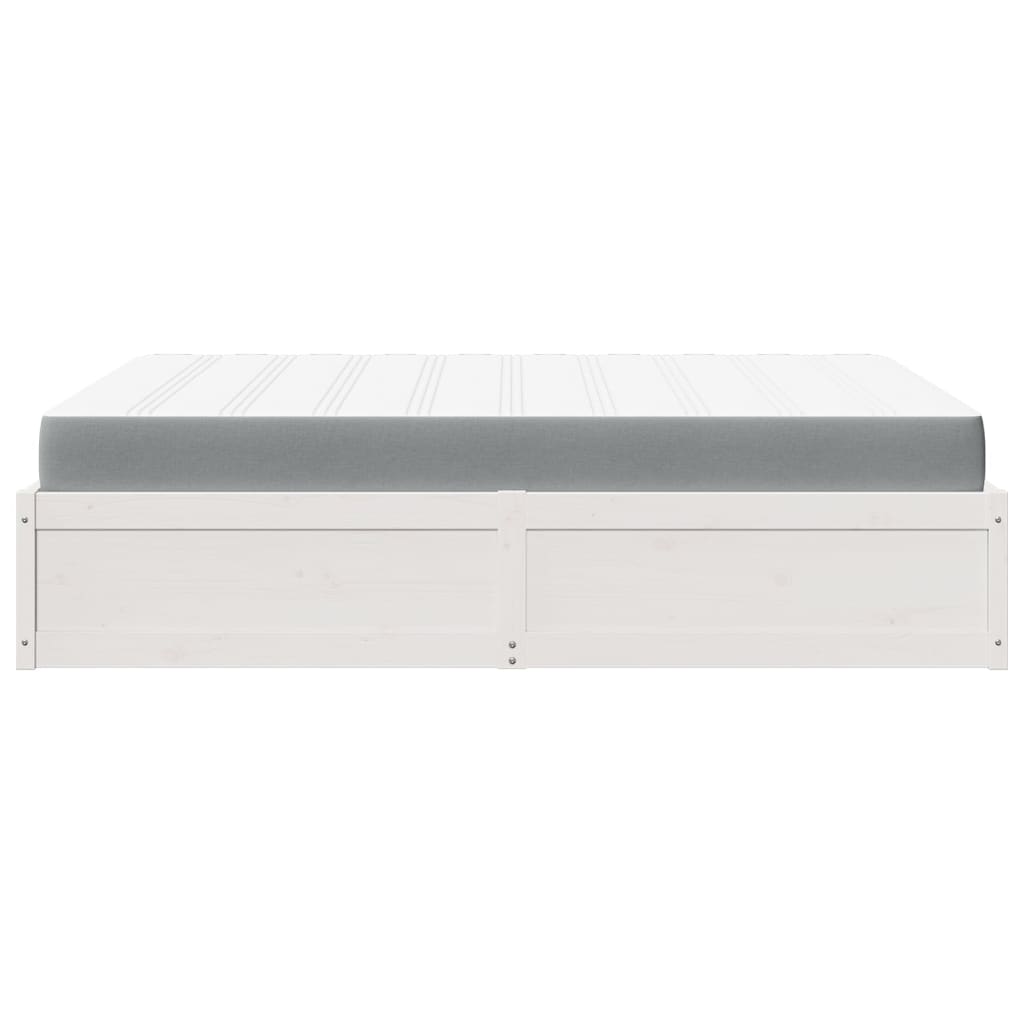 Lit avec matelas blanc 160x200 cm bois de pin massif - XIOS