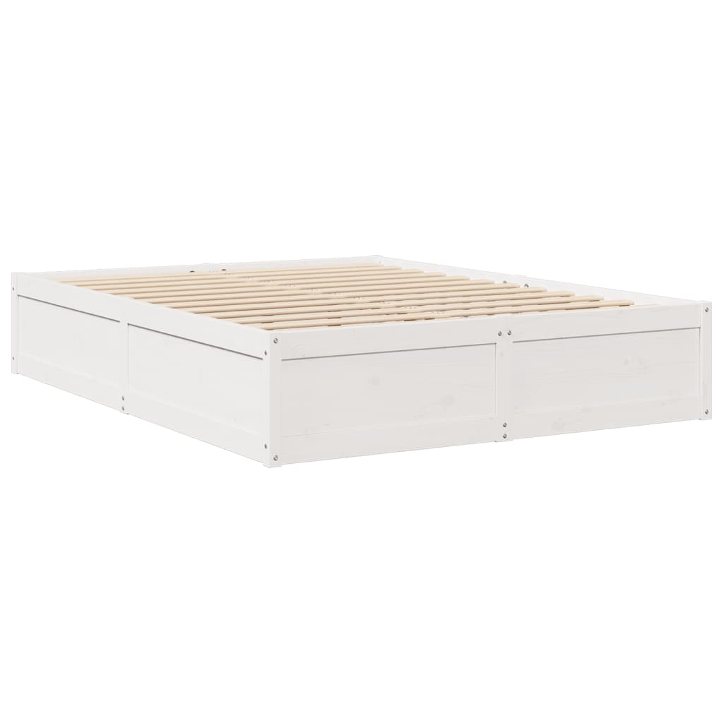 Lit avec matelas blanc 160x200 cm bois de pin massif - XIOS