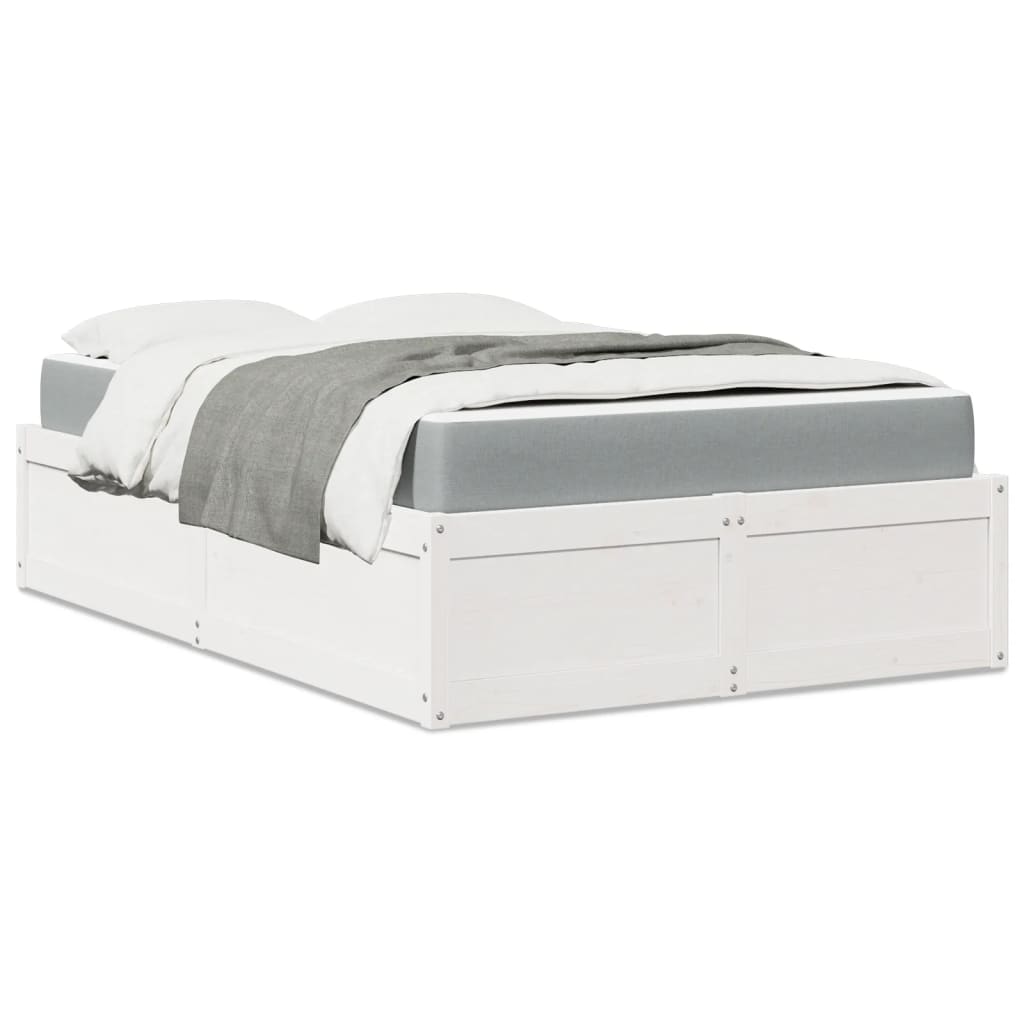 Lit avec matelas blanc 120x200 cm bois massif de pin - XIOS