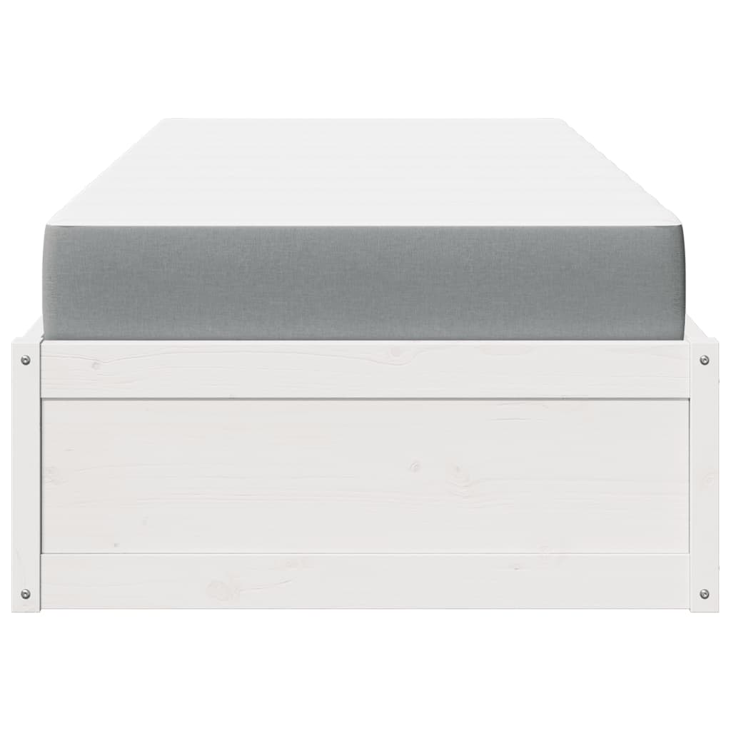 Lit avec matelas blanc 90x200 cm bois massif de pin - XIOS