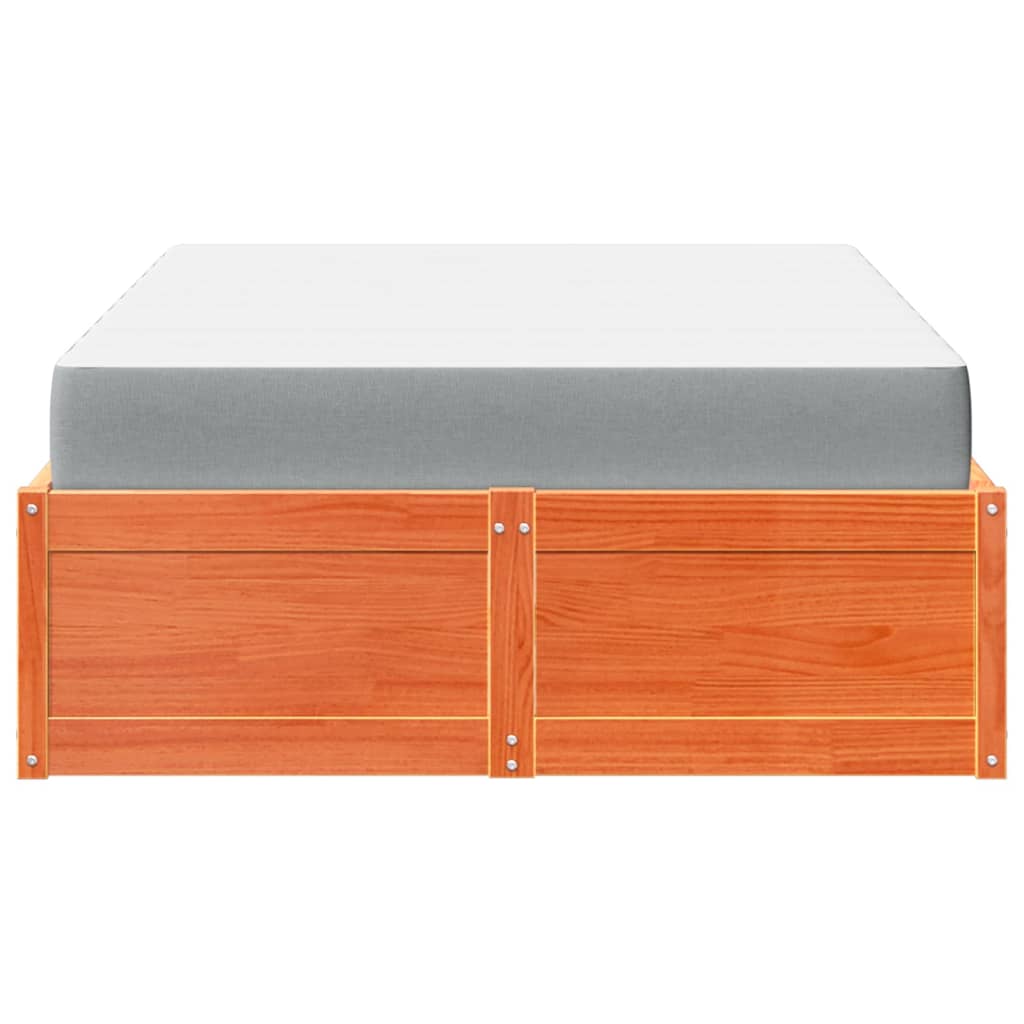 Lit avec matelas cire marron 140x190 cm bois massif de pin - XIOS