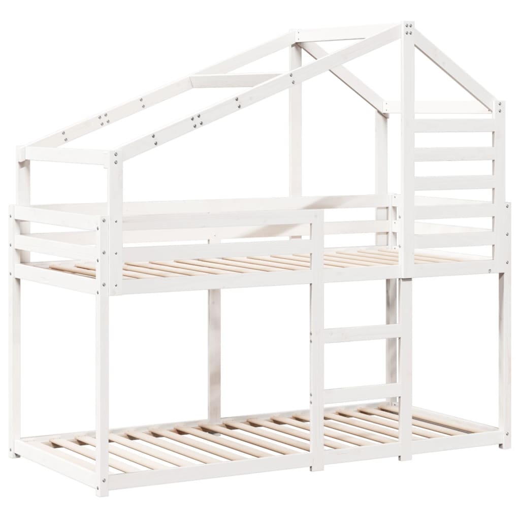 Lit superposé sans matelas blanc 80x200 cm bois de pin massif - XIOS