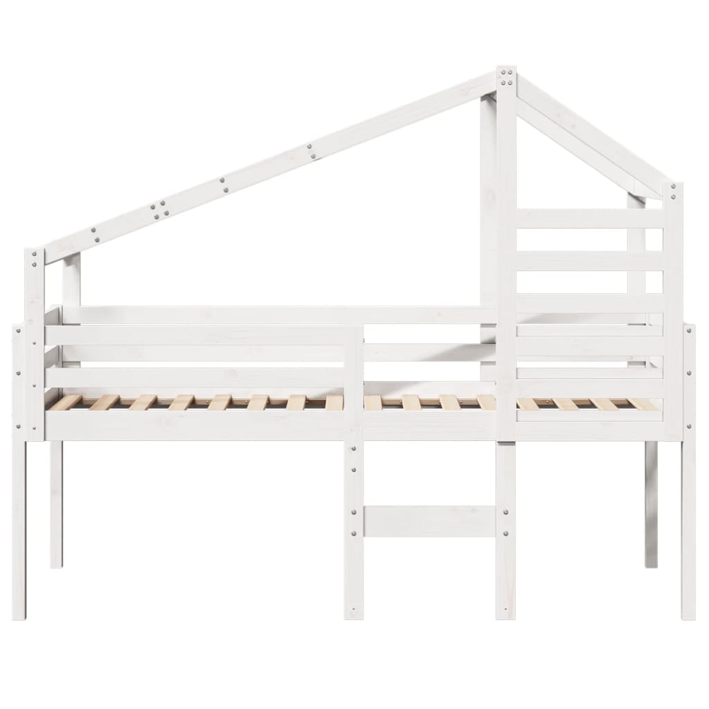 Lit haut sans matelas blanc 90x190 cm bois de pin massif - XIOS