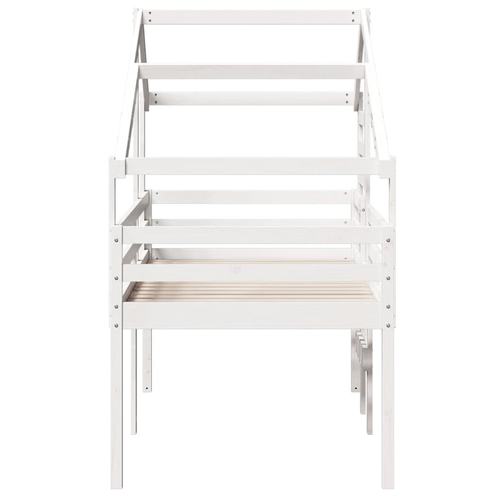 Lit haut sans matelas blanc 90x190 cm bois de pin massif - XIOS