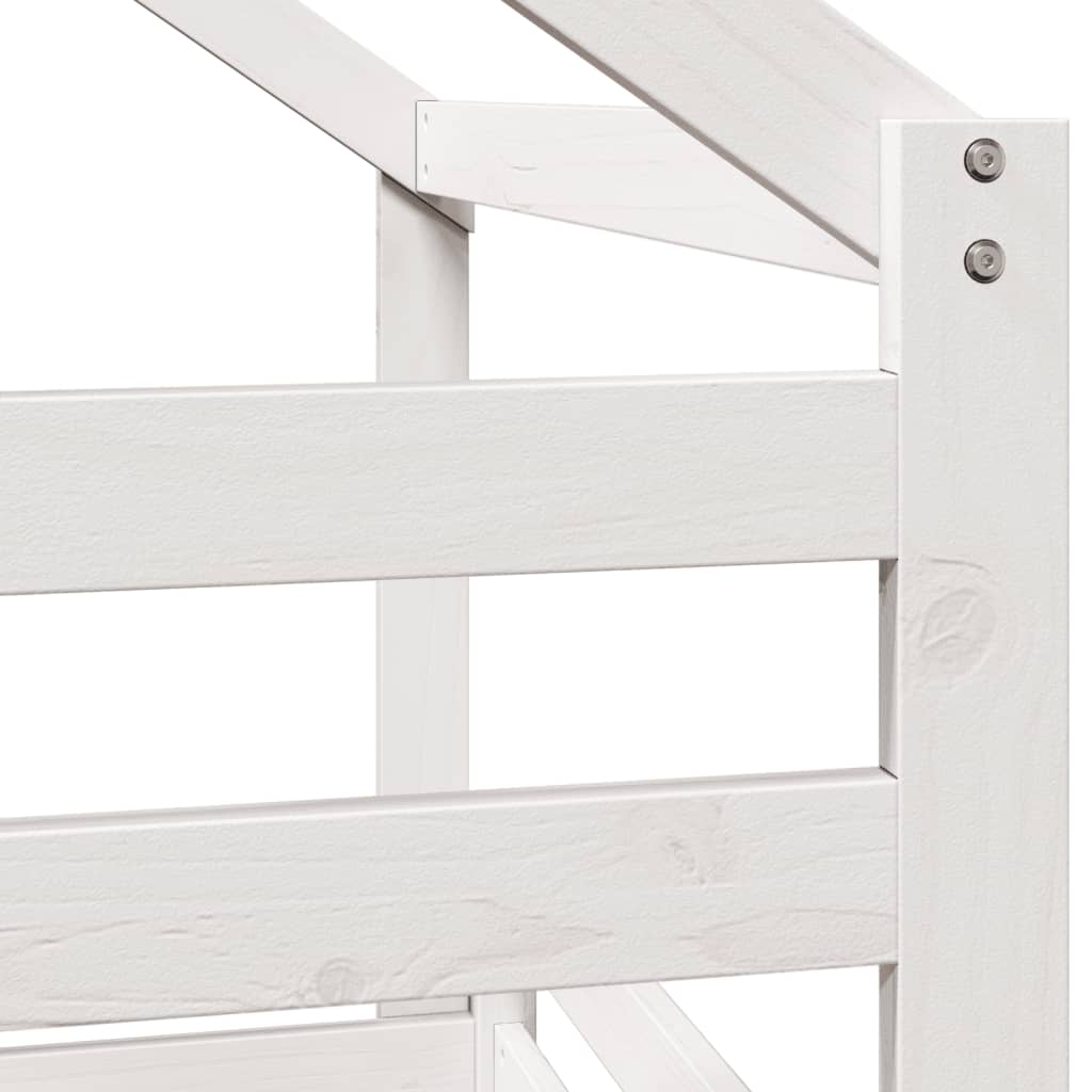Lit haut sans matelas blanc 90x190 cm bois de pin massif - XIOS