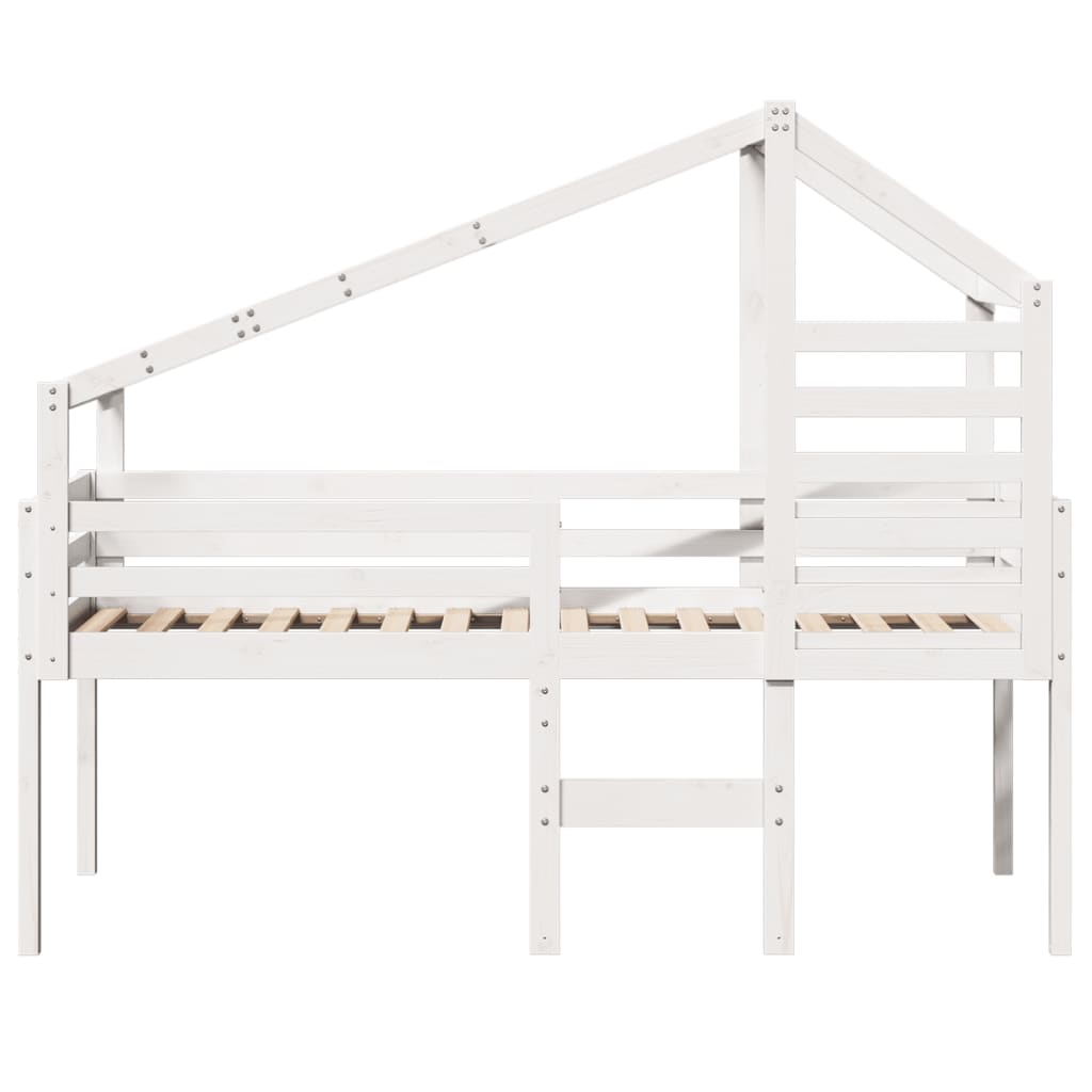 Lit haut sans matelas blanc 75x190 cm bois de pin massif - XIOS