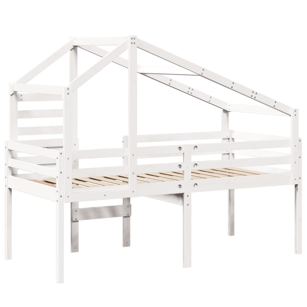 Lit haut sans matelas blanc 75x190 cm bois de pin massif - XIOS