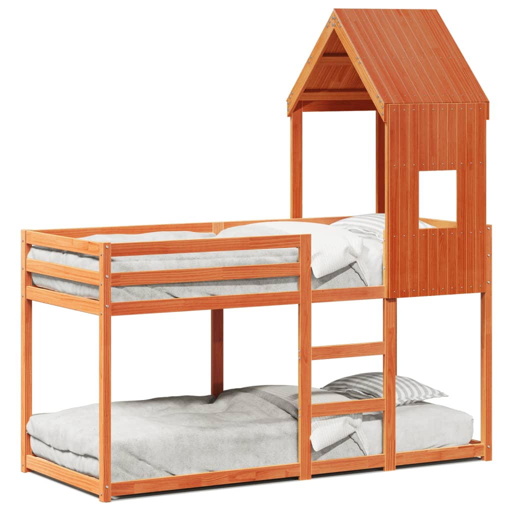 Lit superposé sans matelas cire marron 80x200 cm pin massif - XIOS