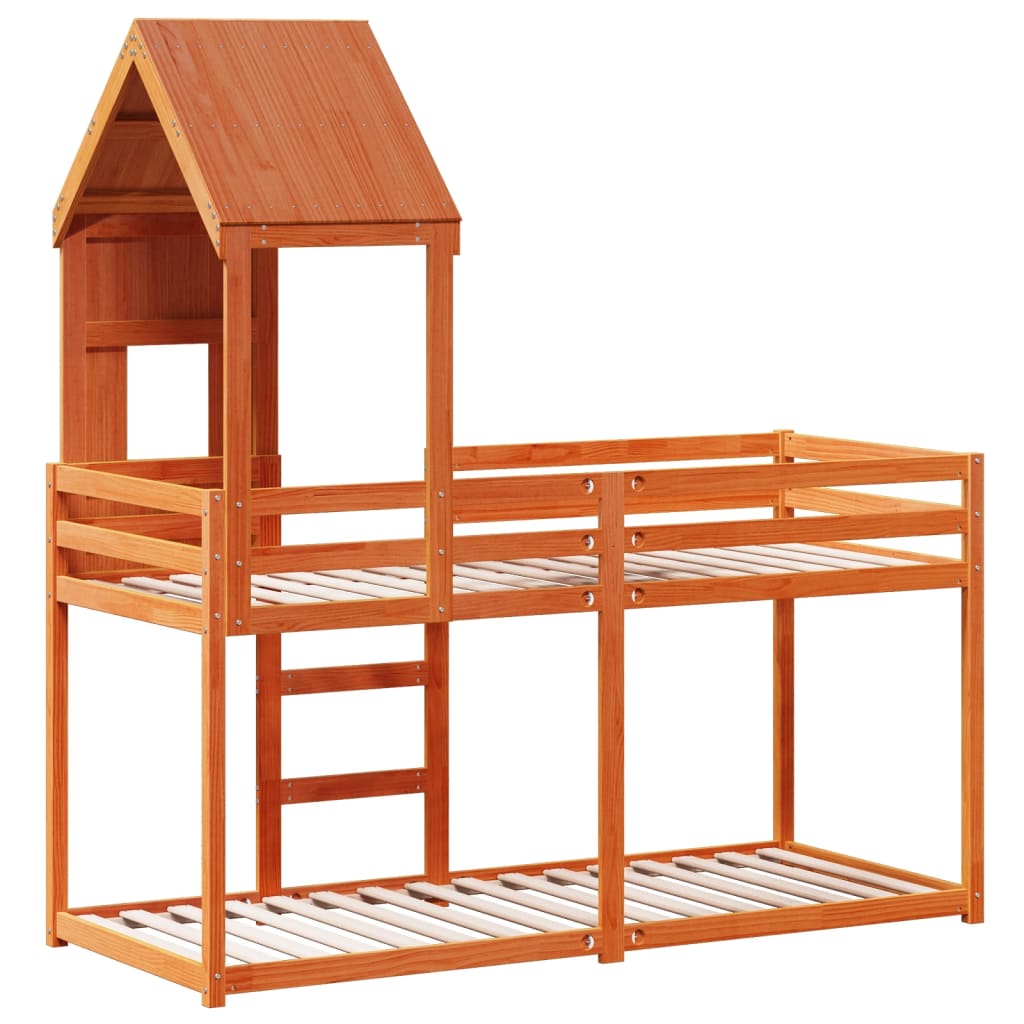 Lit superposé sans matelas cire marron 80x200 cm pin massif - XIOS