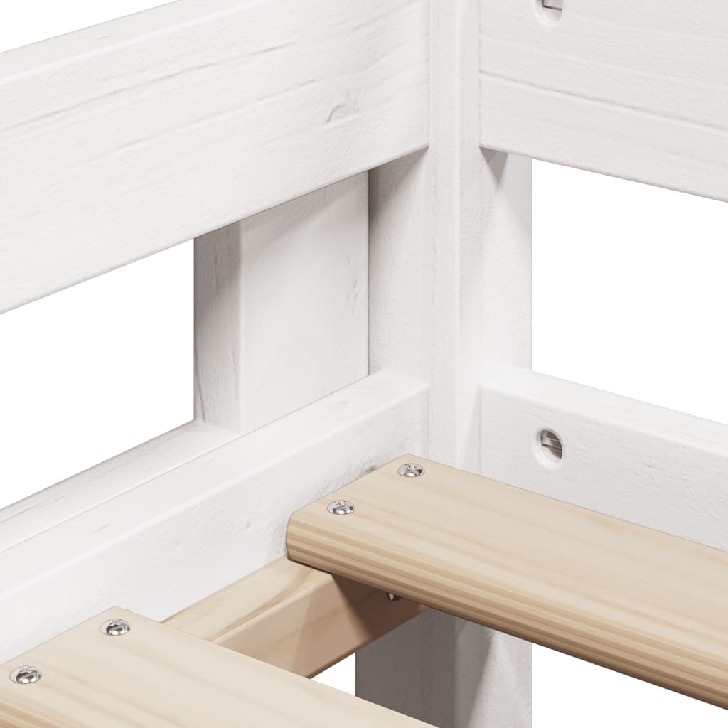 Lit haut sans matelas blanc 80x200 cm bois de pin massif - XIOS