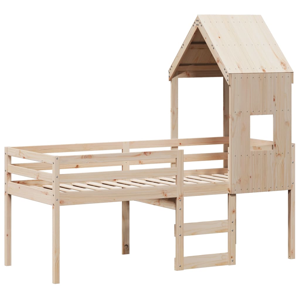 Lit haut sans matelas 90x200 cm bois de pin massif - XIOS