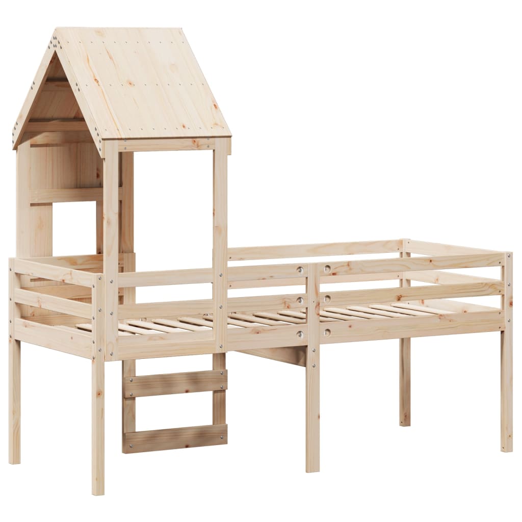 Lit haut sans matelas 90x200 cm bois de pin massif - XIOS