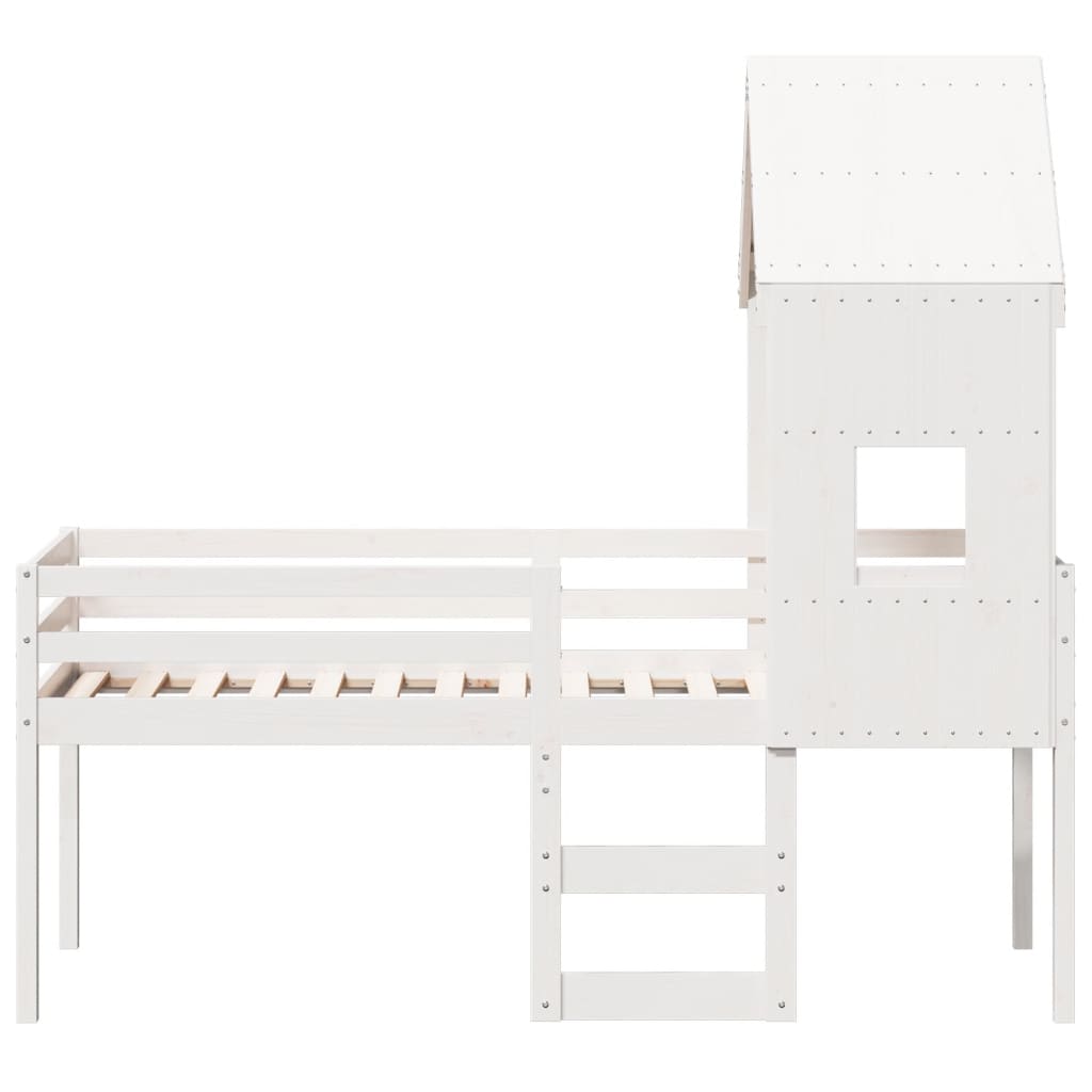 Lit haut sans matelas blanc 90x200 cm bois de pin massif - XIOS