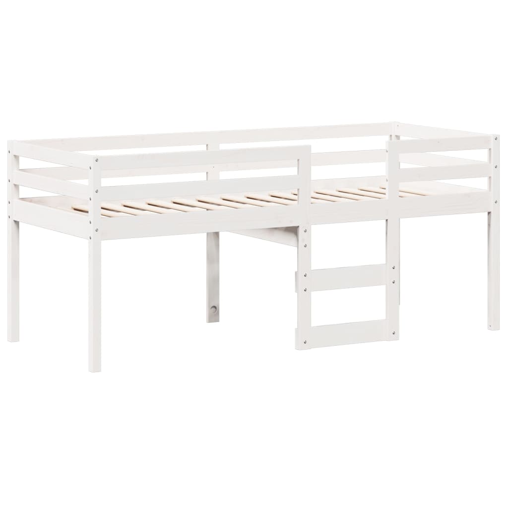 Lit haut sans matelas blanc 90x200 cm bois de pin massif - XIOS