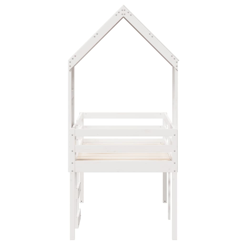 Lit haut sans matelas blanc 90x200 cm bois de pin massif - XIOS