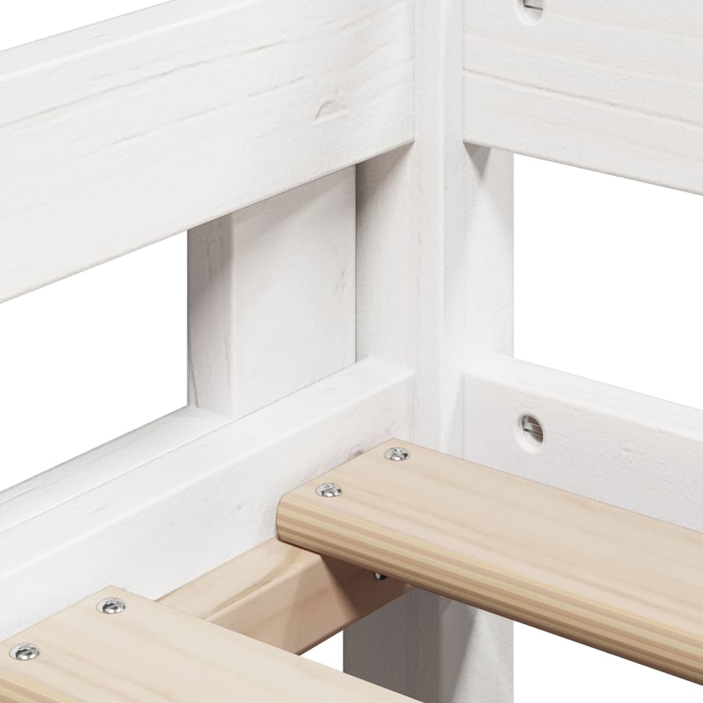 Lit haut sans matelas blanc 90x200 cm bois de pin massif - XIOS