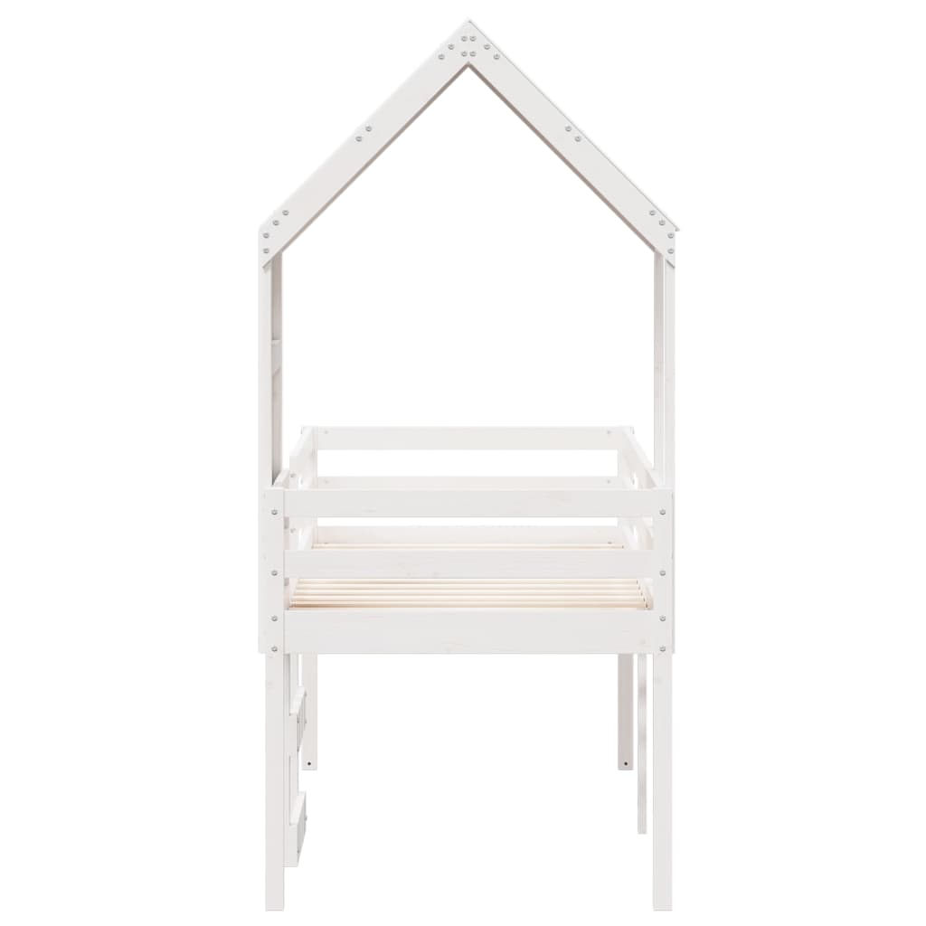 Lit haut sans matelas blanc 75x190 cm bois de pin massif - XIOS