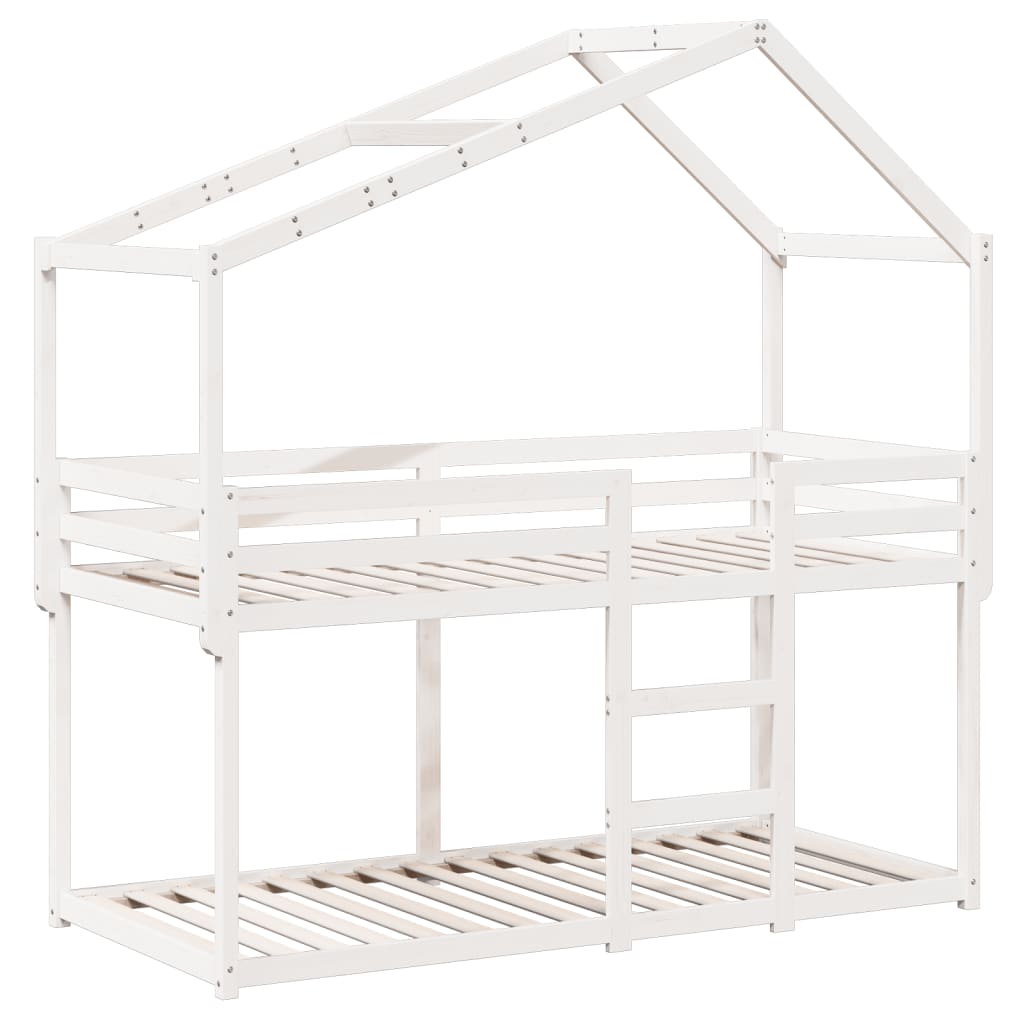 Lit superposé sans matelas blanc 90x200 cm bois de pin massif - XIOS