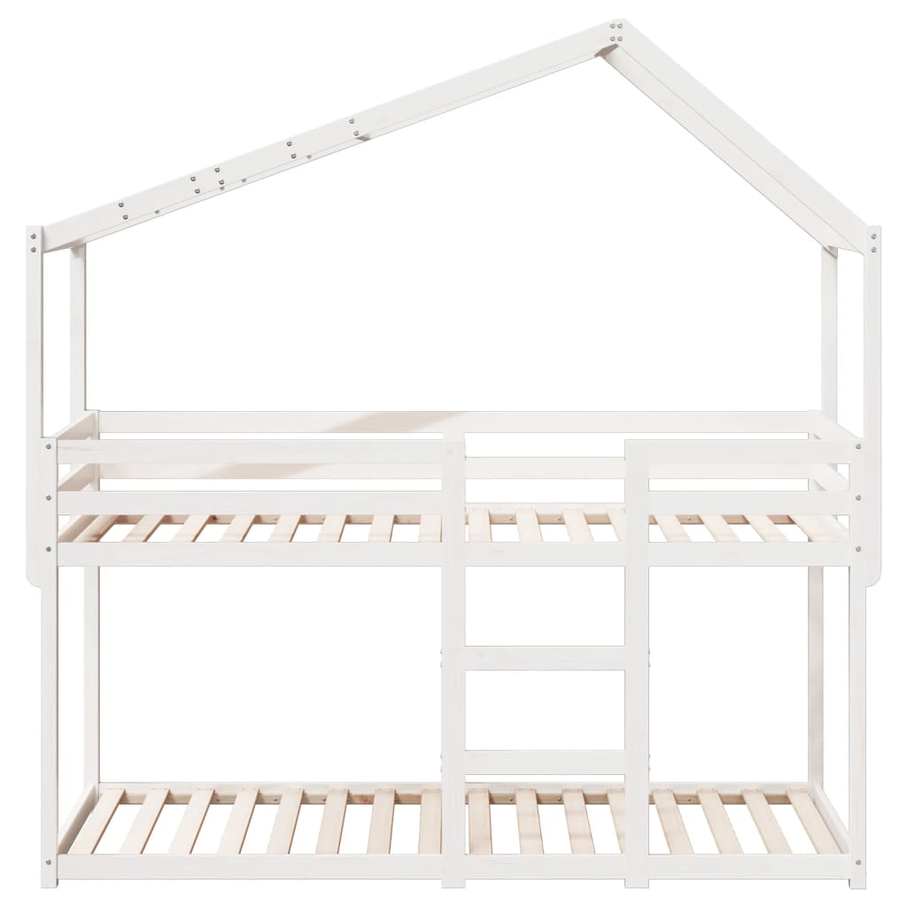 Lit superposé sans matelas blanc 90x200 cm bois de pin massif - XIOS