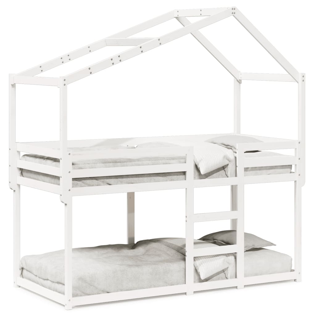 Lit superposé sans matelas blanc 80x200 cm bois de pin massif - XIOS