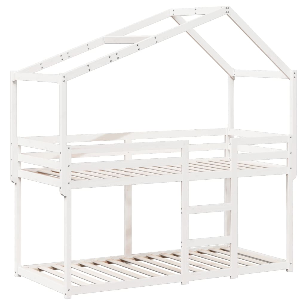 Lit superposé sans matelas blanc 75x190 cm bois de pin massif - XIOS