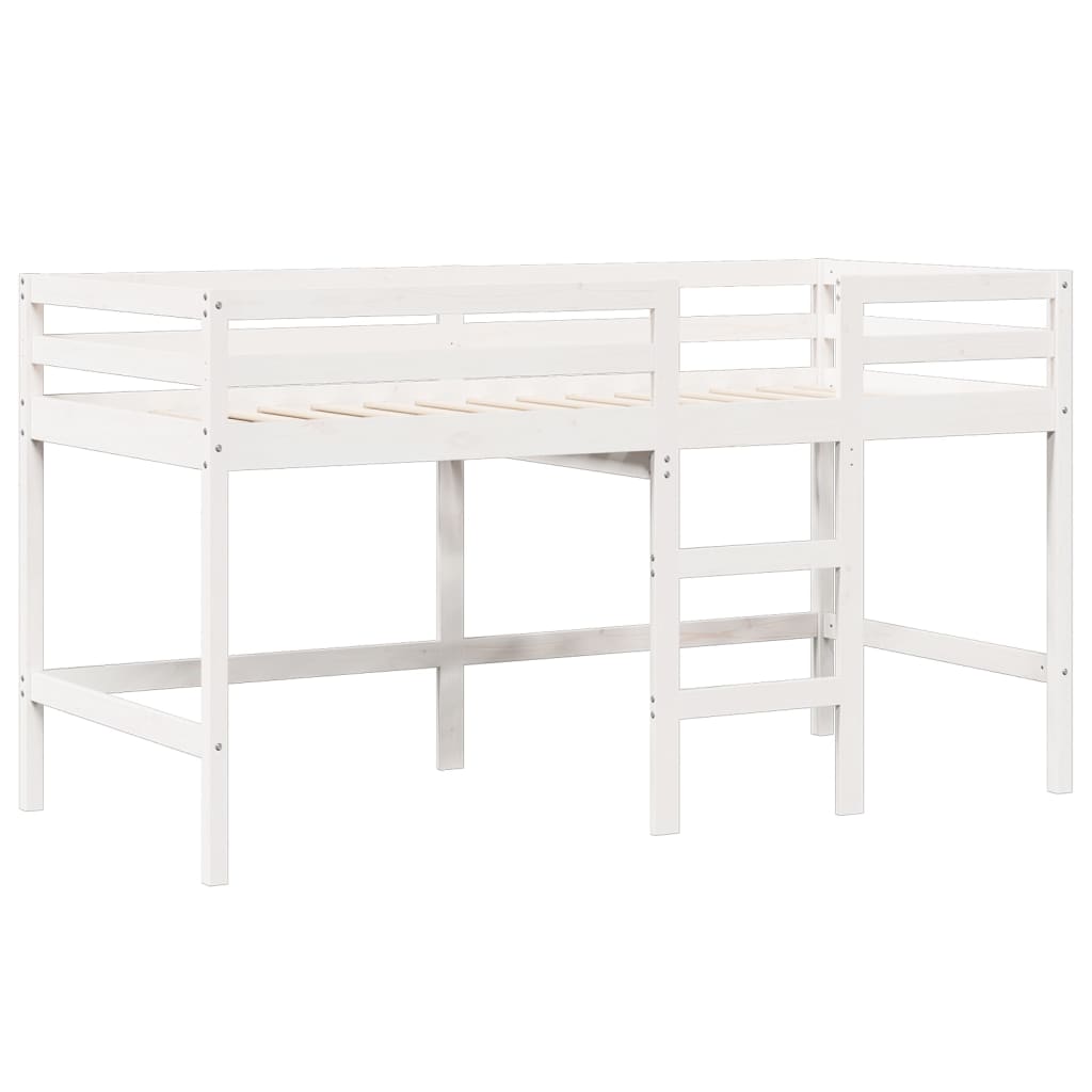 Lit haut sans matelas blanc 80x200 cm bois de pin massif - XIOS
