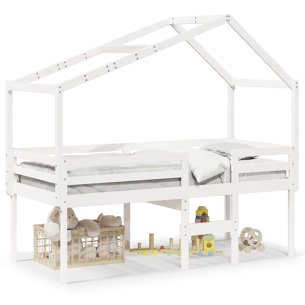 Lit haut sans matelas blanc 90x190 cm bois de pin massif - XIOS