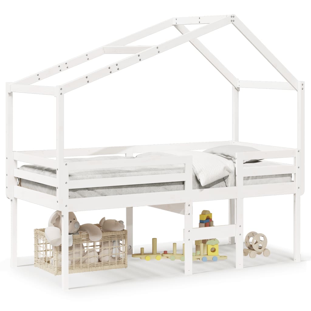 Lit haut sans matelas blanc 75x190 cm bois de pin massif - XIOS