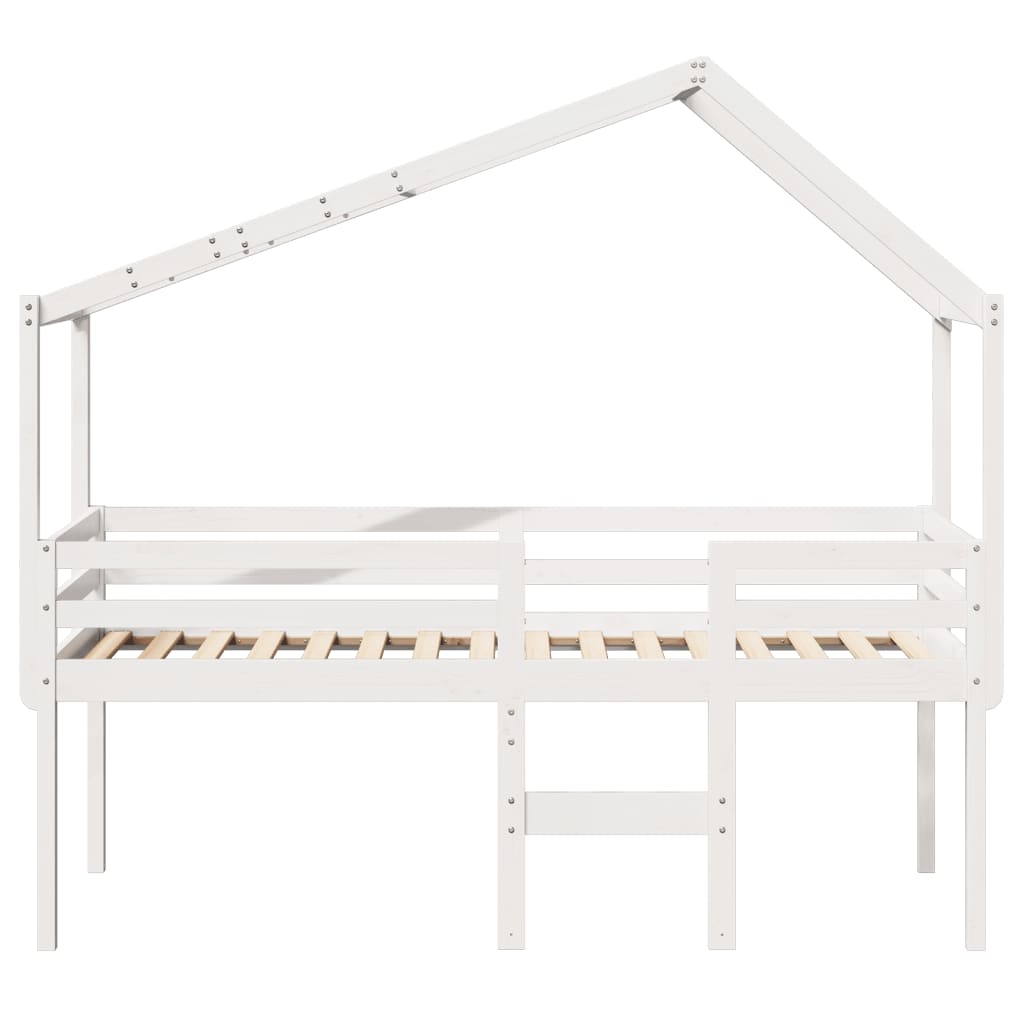 Lit haut sans matelas blanc 75x190 cm bois de pin massif - XIOS