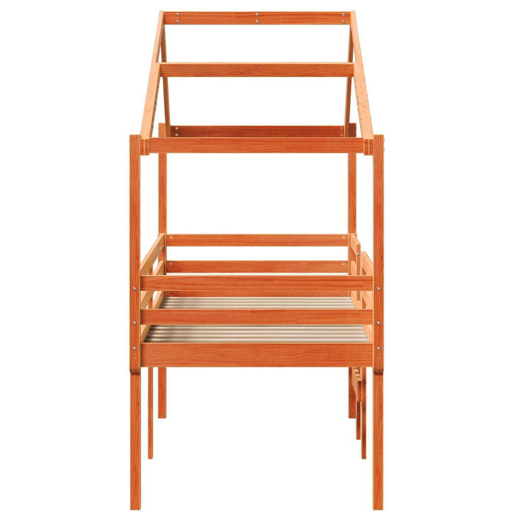 Lit haut sans matelas cire marron 75x190 cm bois de pin massif - XIOS