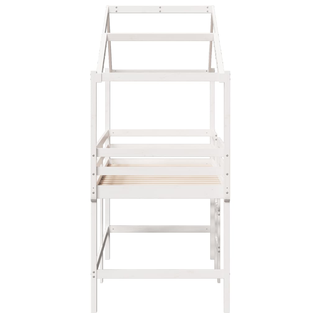 Lit superposé avec échelle et toit sans matelas blanc 90x190 cm - XIOS