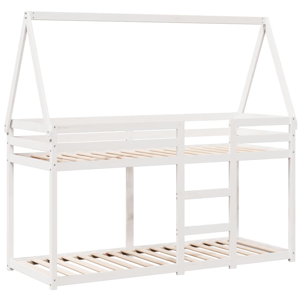 Lit superposé sans matelas blanc 90x200 cm bois de pin massif - XIOS
