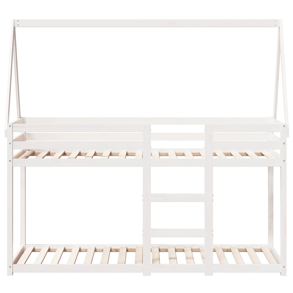 Lit superposé sans matelas blanc 90x200 cm bois de pin massif - XIOS