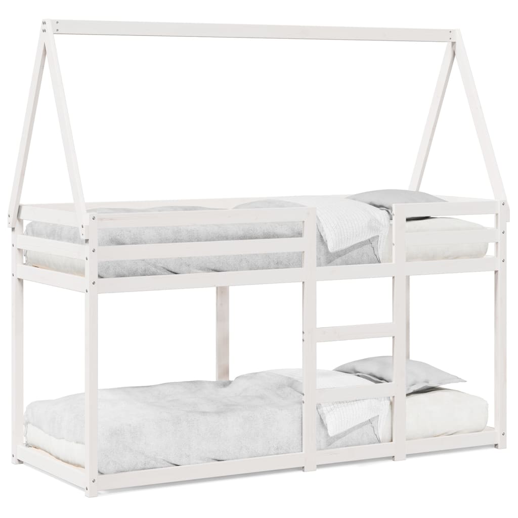Lit superposé sans matelas blanc 90x200 cm bois de pin massif - XIOS