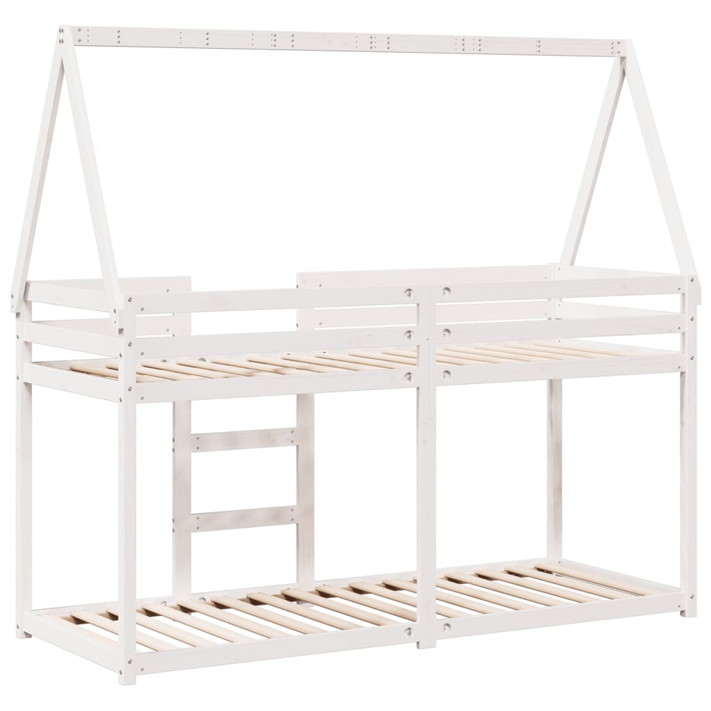 Lit superposé sans matelas blanc 90x200 cm bois de pin massif - XIOS