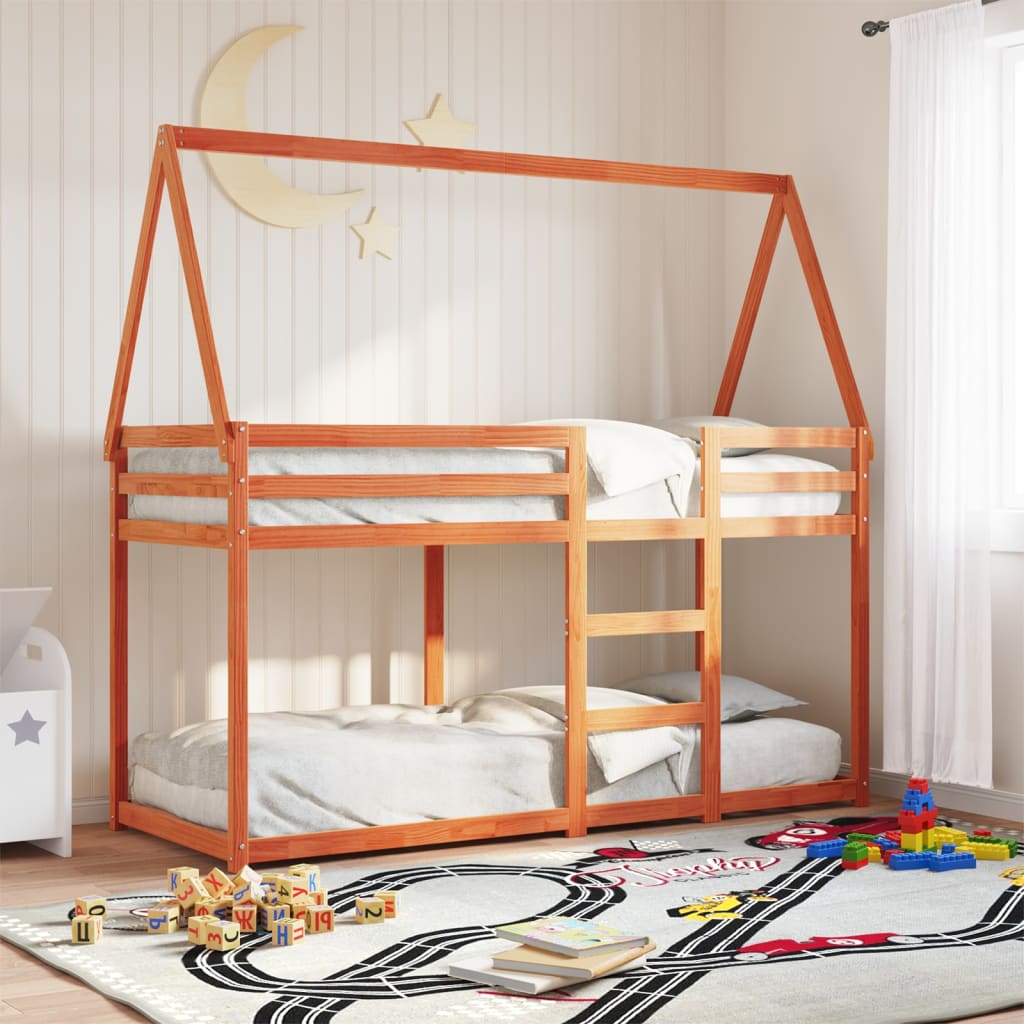 Lit superposé sans matelas cire marron 80x200 cm pin massif - XIOS
